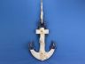 Wooden Rustic Blue-White Anchor w- Hook Rope and Shells 13 - 2