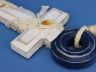 Wooden Rustic Blue-White Anchor w- Hook Rope and Shells 13 - 2