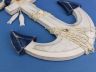 Wooden Rustic Blue-White Anchor w- Hook Rope and Shells 13 - 6