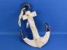 Wooden Rustic Blue-White Anchor w- Hook Rope and Shells 13 - 8
