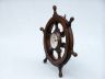 Deluxe Class Wood and Antique Copper Ship Steering Wheel Clock 18 - 4