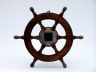 Deluxe Class Wood and Antique Copper Ship Steering Wheel Clock 18 - 7