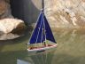 Wooden It Floats 12 - Blue Floating Sailboat Model with Blue Sails - 16