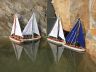 Wooden It Floats 12 - Blue Floating Sailboat Model with Blue Sails - 3