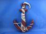 Wooden Rustic Decorative Red Anchor w- Hook Rope and Shells 24 - 2