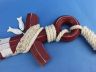Wooden Rustic Decorative Red Anchor w- Hook Rope and Shells 24 - 4