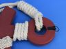 Wooden Rustic Decorative Red Anchor w- Hook Rope and Shells 24 - 9