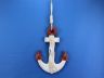 Wooden Rustic Red-White Decorative Anchor w- Hook Rope and Shells 13 - 2