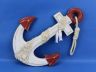 Wooden Rustic Red-White Decorative Anchor w- Hook Rope and Shells 13 - 3