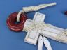 Wooden Rustic Red-White Decorative Anchor w- Hook Rope and Shells 13 - 6