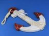 Wooden Rustic Red-White Decorative Anchor w- Hook Rope and Shells 13 - 7