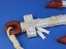 Wooden Rustic Red-White Decorative Anchor w- Hook Rope and Shells 13 - 8