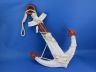 Wooden Rustic Red-White Decorative Anchor w- Hook Rope and Shells 24 - 4