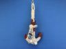 Wooden Rustic Red Decorative Sailboat-Anchor Wall Accent w- Hook Set 6 - 11