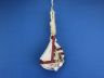 Wooden Rustic Red Decorative Sailboat-Anchor Wall Accent w- Hook Set 6 - 2