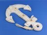 Wooden Rustic Whitewashed Anchor w- Hook Rope and Shells 13 - 8