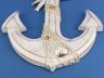 Wooden Rustic Whitewashed Anchor w- Hook Rope and Shells 13 - 5