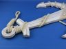 Wooden Rustic Whitewashed Decorative Anchor w- Hook Rope and Shells 24 - 4