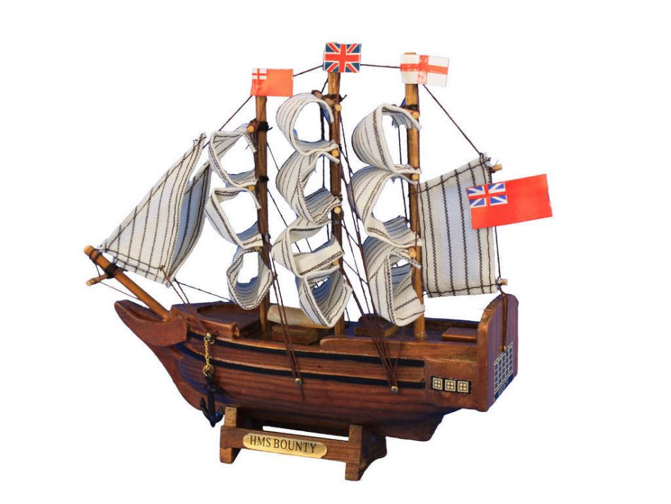 Wooden HMS Bounty Tall Model Ship 7" Tall Ship Model Not a Ki Famous Ships 