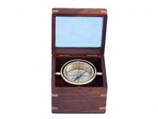 Solid Brass Lifeboat Compass w/ Rosewood Box 5\
