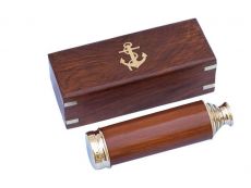 Deluxe Class Solid Brass - Wood Captains Spyglass Telescope 15 w- Rosewood Box