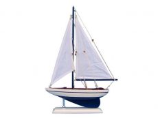 Wooden Blue Pacific Sailer Model Sailboat Decoration 17