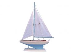 Wooden Light Blue Pacific Sailer Model Sailboat Decoration 17 