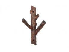 Rustic Copper Cast Iron Tree Branch Double Decorative Metal Wall Hooks 7.5