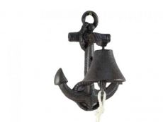 Rustic Gold Cast Iron Wall Mounted Anchor Bell 8" Metal Nautical Home Decor 