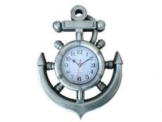 Silver Ship Wheel and Anchor Wall Clock 15