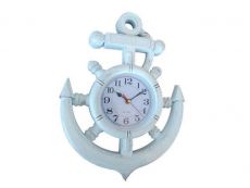 Whitewashed Ship Wheel and Anchor Wall Clock 15