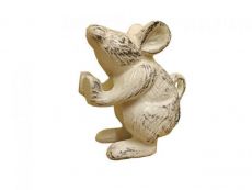 Set of 2 - Whitewashed Cast Iron Mouse Book Ends  5