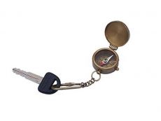 Antique Brass Compass w- Lid Key Chain 5