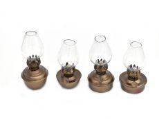 Antique Brass Table Oil Lamp 5 - Set of 4