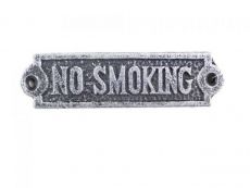 Antique Silver Cast Iron No Smoking Sign 6\