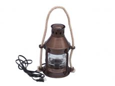 Antique Copper Round Anchor Electric Lantern 16\