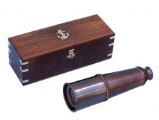 Deluxe Class Admirals Antique Copper Spyglass Telescope 27 with Rosewood Box