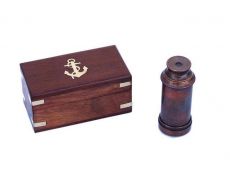 Deluxe Class Scouts Antique Copper Spyglass Telescope 7 with Rosewood Box