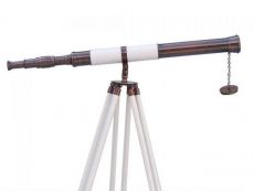 Admirals Floor Standing Antique Copper with White Leather Telescope 60