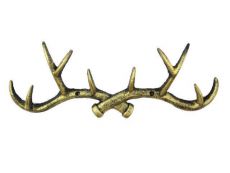 Rustic Gold Cast Iron Antler Wall Hooks 15
