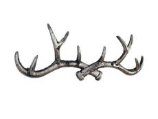 Rustic Silver Cast Iron Antler Wall Hooks 15
