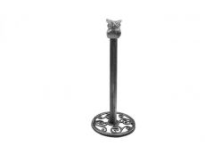 Rustic Silver Cast Iron Sitting Owl Bathroom Extra Toilet Paper Stand 16