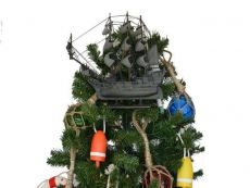 Wooden Flying Dutchman Model Pirate Ship Christmas Tree Topper Decoration 