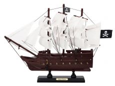 Wooden Captain Kidds Black Falcon White Sails Model Pirate Ship 12