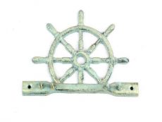 Antique Bronze Cast Iron Ship Wheel With Hook 8