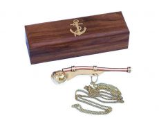 Solid Brass-Copper Boatswain (Bosun) Whistle w Rosewood Box 5