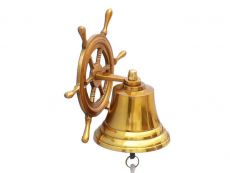 Brass Plated Hanging Ship Wheel Bell 7