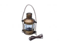 Antique Brass Round Anchor Electric Lantern 16\