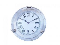 Brushed Nickel Deluxe Class Porthole Clock 17 