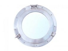 Brushed Nickel Deluxe Class Decorative Ship Porthole Mirror 12